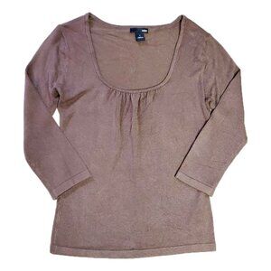 H&M Scoop Neck Brown Sweater Large